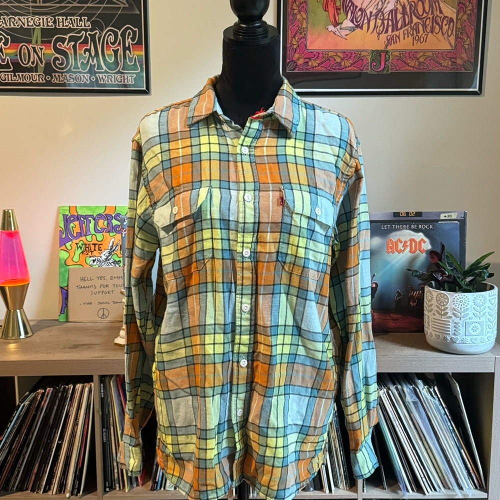 Ac/Dc Upcycled Button Down Flannel - image 4